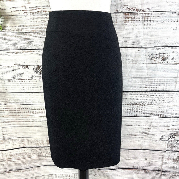 Kasper Skirt size 6 Black Textured Straight Knee Church Wedding Cocktail Modest - Picture 1 of 8